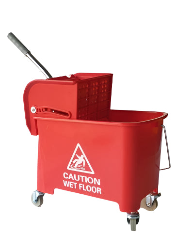 Household mop trolley with wringer