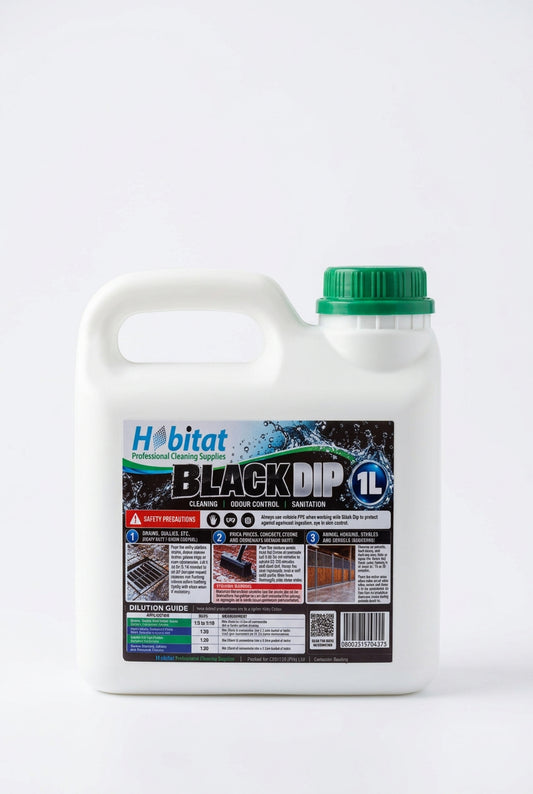 Black fluid drain sanitiser