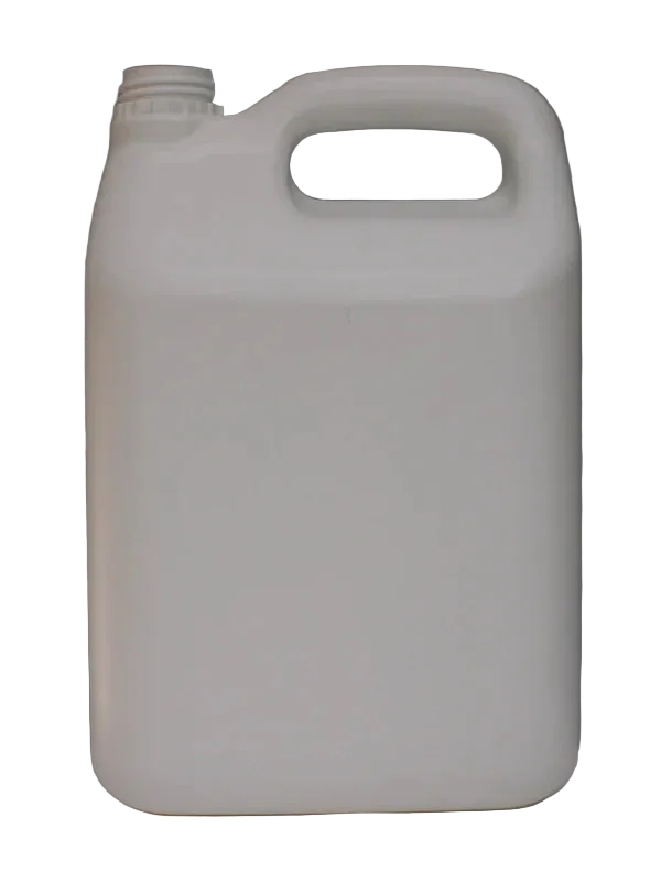 White plastic gallon jug with handle on a white background