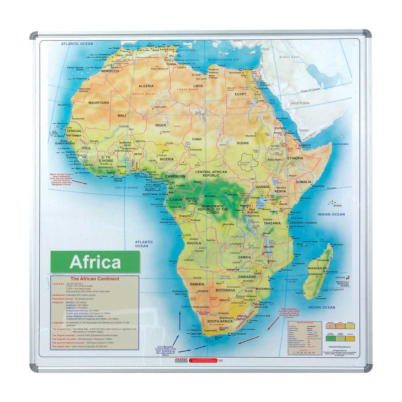 EDU BD MAP AFRICA 1230x1230mm MAGNETIC WHITE