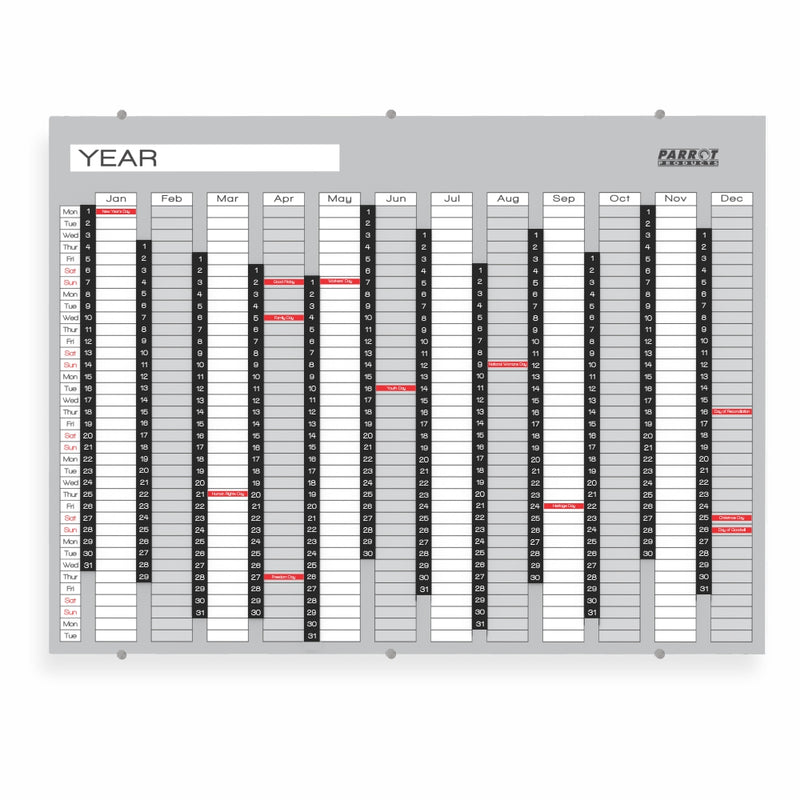 YEAR PLANNER GLASS NON MAGNETIC 1200*900MM