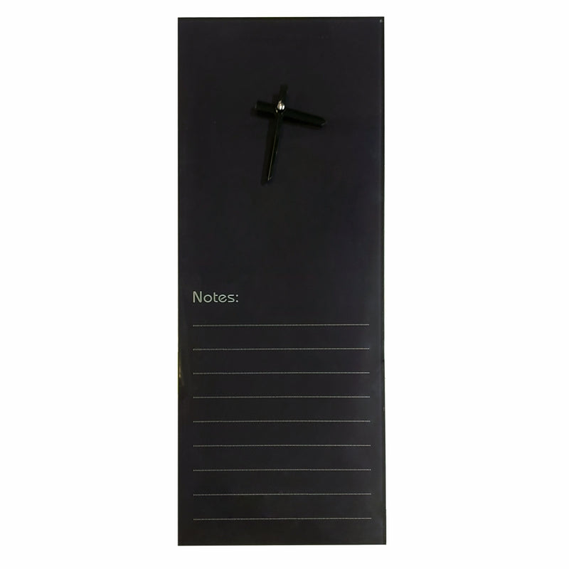 CLOCK GLASS WITH NOTES 210 X 580MM BLACK
