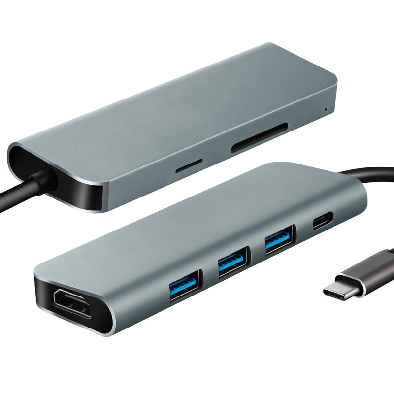 ADAPTOR  USB C HUB 7-IN-1 (HDMI X 1-USB3 X 3-DP X 1-SD X 1-TF X 1)