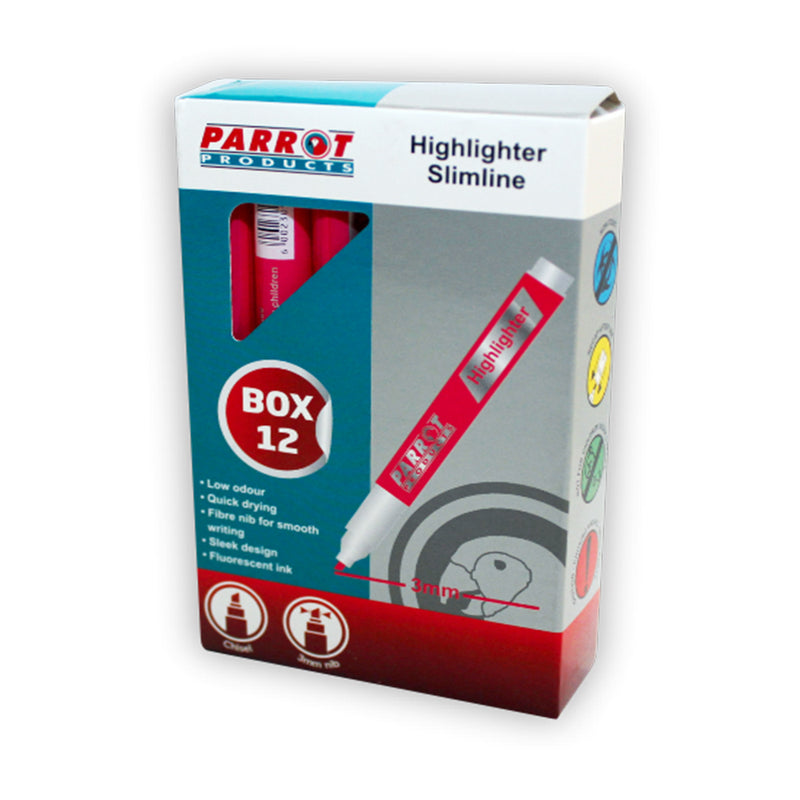 MARKER HIGHLIGHTER SLIMLINE BOX 12 PINK