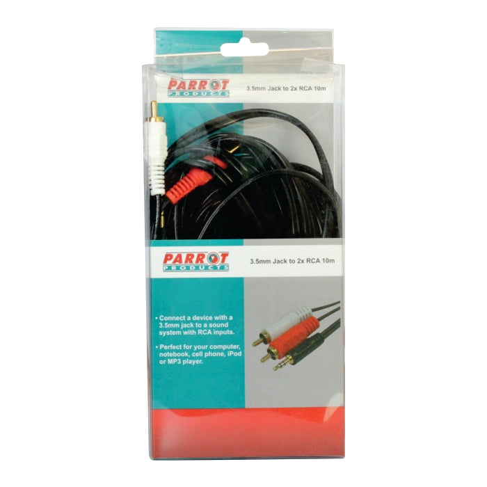 CABLE - AUDIO 3.5MM JACK - TWO MALE RCA 10M